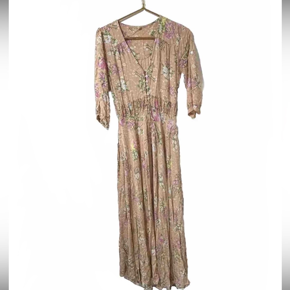Spell and the Gypsy Sundancer Blush Peach Maxi Dress Size M Floral